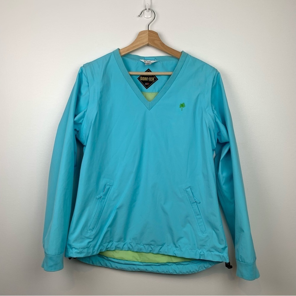 Lilly Pulitzer Blue Windbreaker Jacket Gore-Tex Sz Medium Removable Sleeves Bike